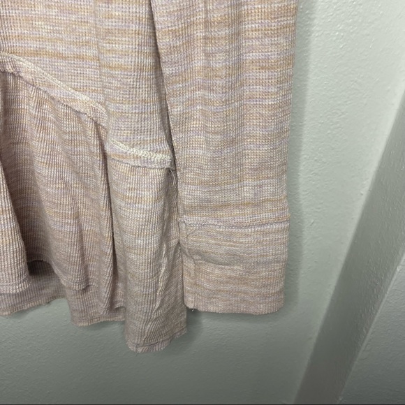 We the Free Free People Pink Coastline Peplum Long Sleeve Ruffle Hem Sweater Med - Picture 7 of 11